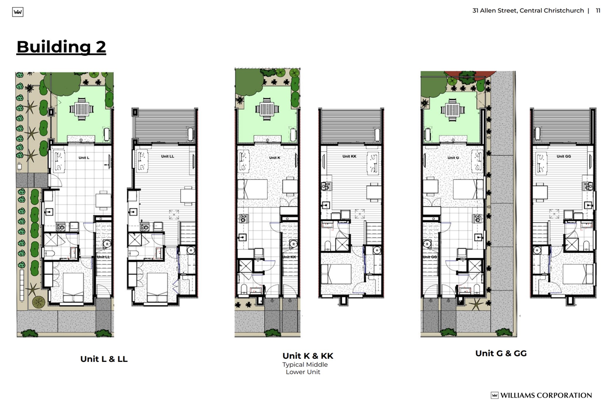 Building 2 - Studio and 1 Bedroom unit layout plan